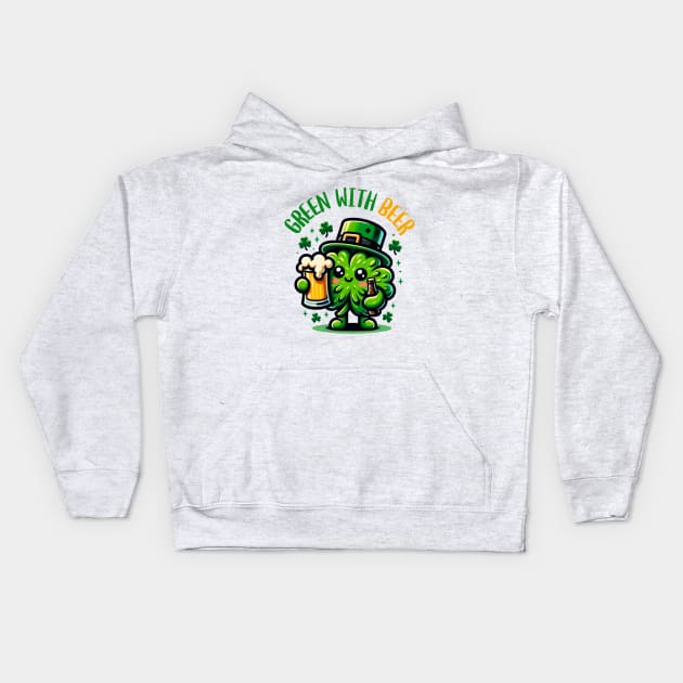 Green with Beer Kids Hoodie by Odetee